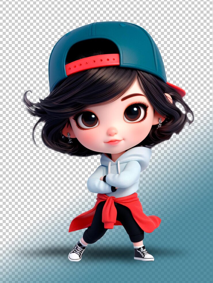 PSD bailarina de hip hop de dibujos animados en 3d