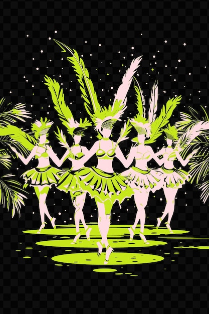 PSD bailarines de samba actuando en un animado desfile callejero con la tarjeta postal del día mundial de la música colo