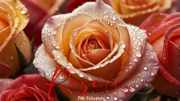 PSD baisse d'eau rose d'arrière-plan pour la journée des roses le 7 février