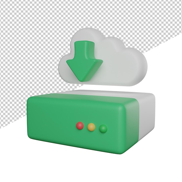 PSD baixe a nuvem com o fundo transparente do ícone de ilustração de renderização 3d vista lateral do disco