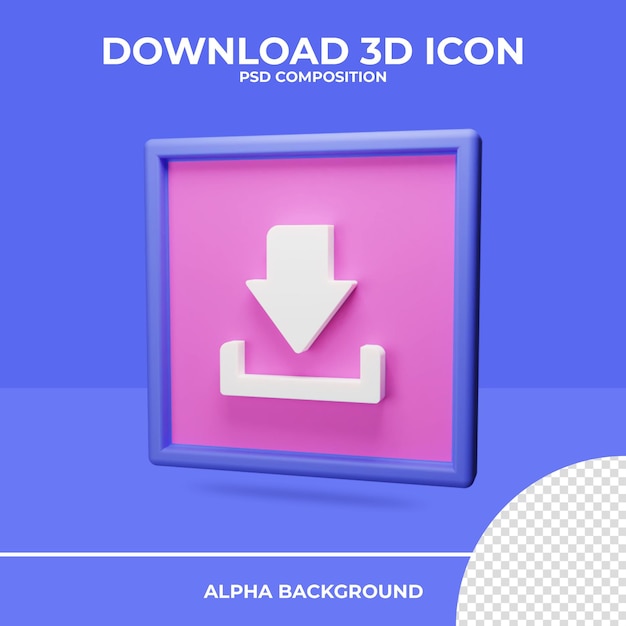 PSD baixe a renderização do ícone de renderização 3d