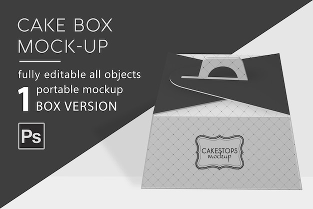 PSD bakery cake box mockup