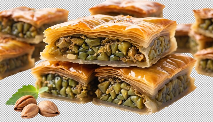 PSD baklava turca de ricos sabores en capas de deleite