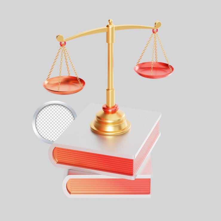 PSD la balance de la justice sur le dessus des livres