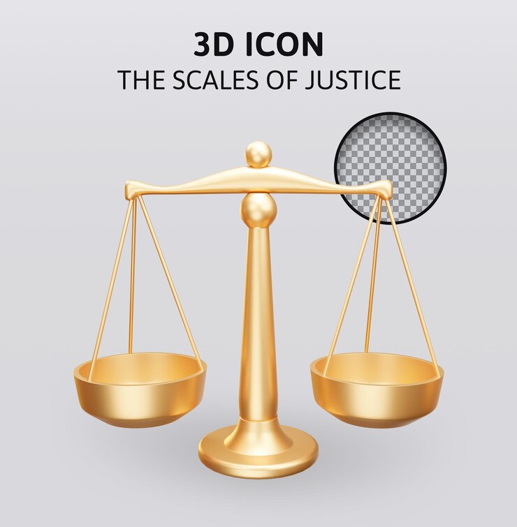 PSD la balance de la justice illustration de rendu 3d