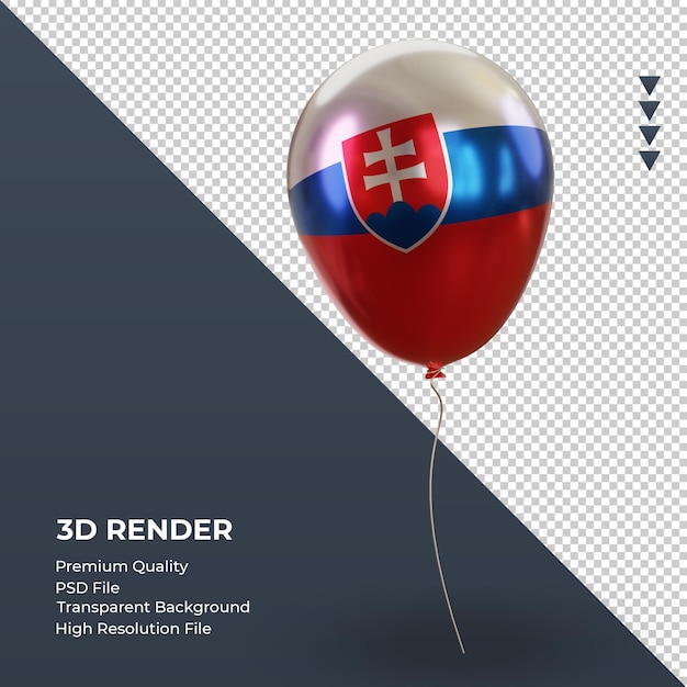 PSD balão 3d bandeira da eslováquia folha realista renderizando vista esquerda