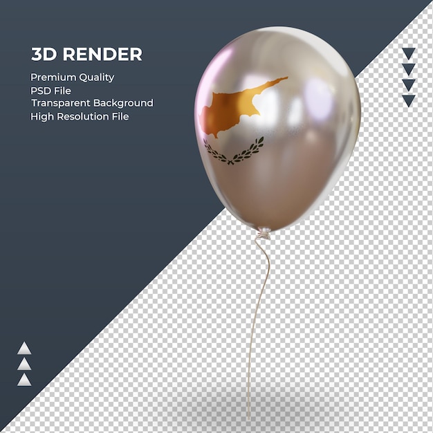 Balão 3d bandeira de chipre com folha realista renderizando vista direita