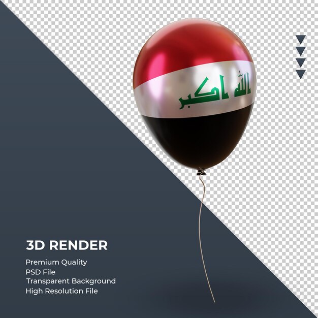 Balão 3d bandeira iraque folha realista renderização vista esquerda