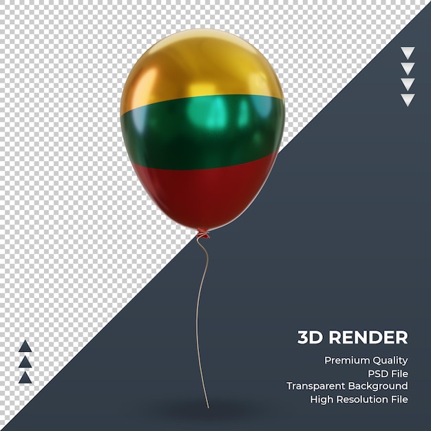 Balão 3D Lituânia bandeira realista renderização vista frontal