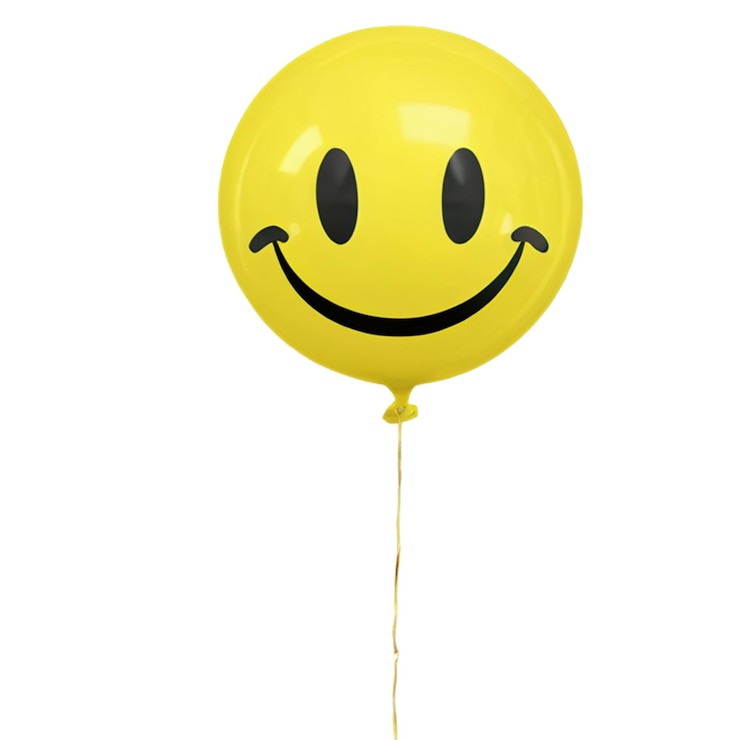 PSD balão amarelo com cara sorridente