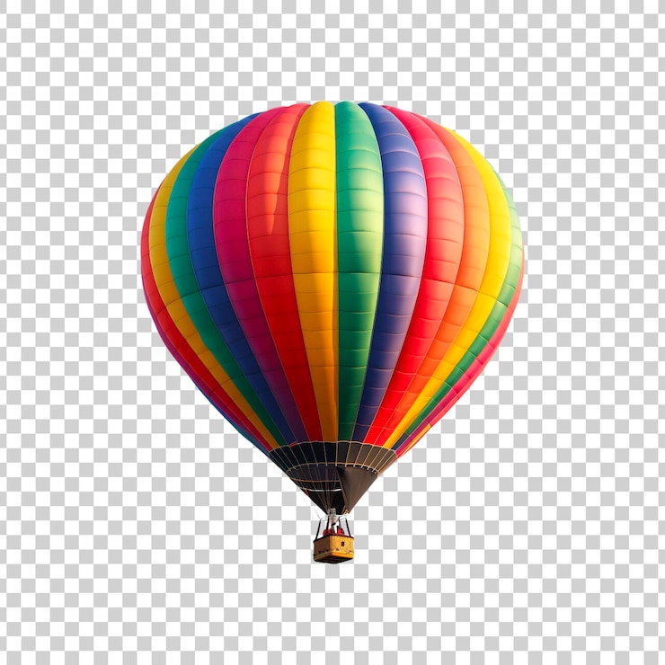 PSD balão de ar quente colorido em fundo transparente