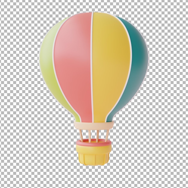 Balão de ar quente colorido isolado em fundo brancoelementos de praia de verão3d renderingxA