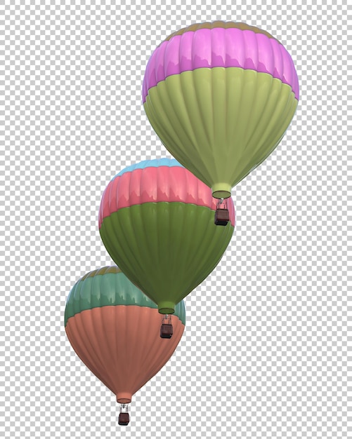 PSD balão de ar quente isolado na ilustração de renderização 3d de fundo transparente