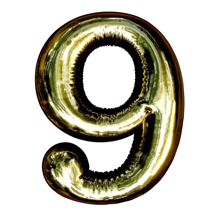 PSD balão de cor dourado número 9 9