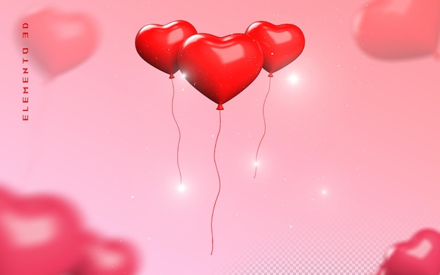 PSD balão de coração 3d dia dos namorados