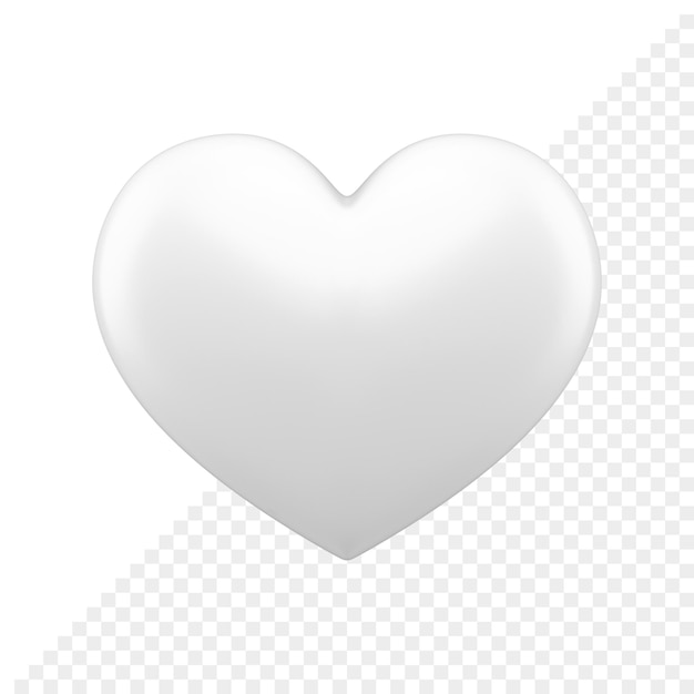 PSD balão de coração branco bonito e elegante para parabéns de feriado de decoração romântica ilustração realista de ícone 3d