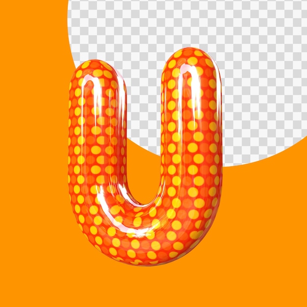 Balão de folha de hélio com letra u 3d realista isolado