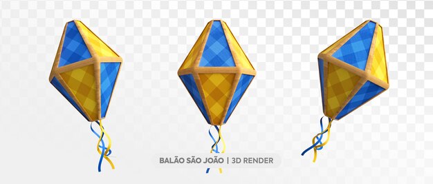 Balao de sao joao per la festa brasiliana sao joao festa junina render 3d