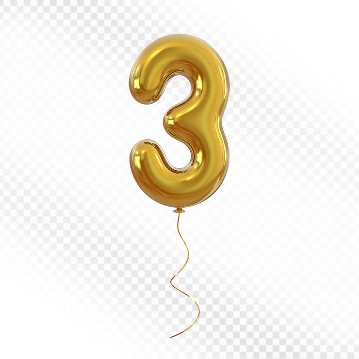 PSD balão dourado número 3