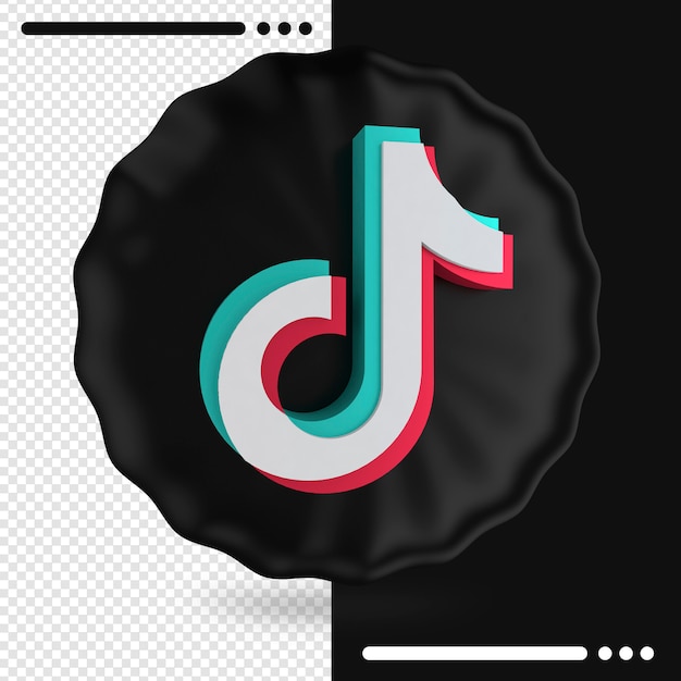 Balão e logotipo da Renderização 3D Tik Tok