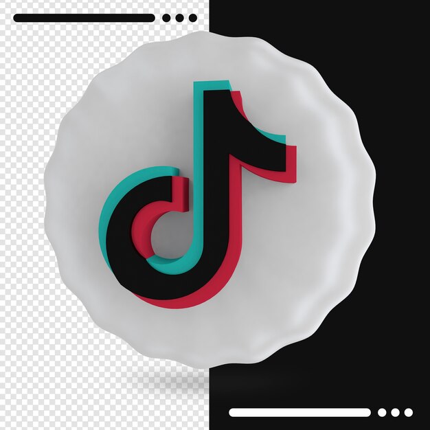 PSD balão e logotipo da renderização 3d tik tok