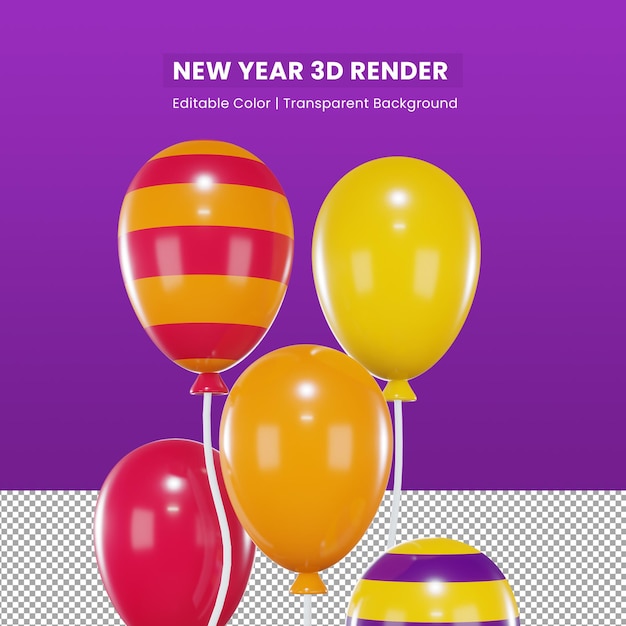 Balão feliz ano novo renderização 3d