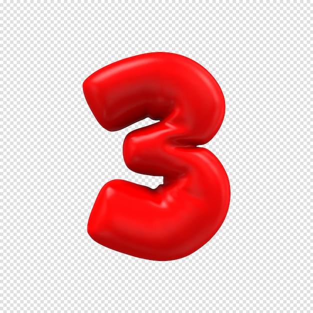 Balão número vermelho renderização 3d