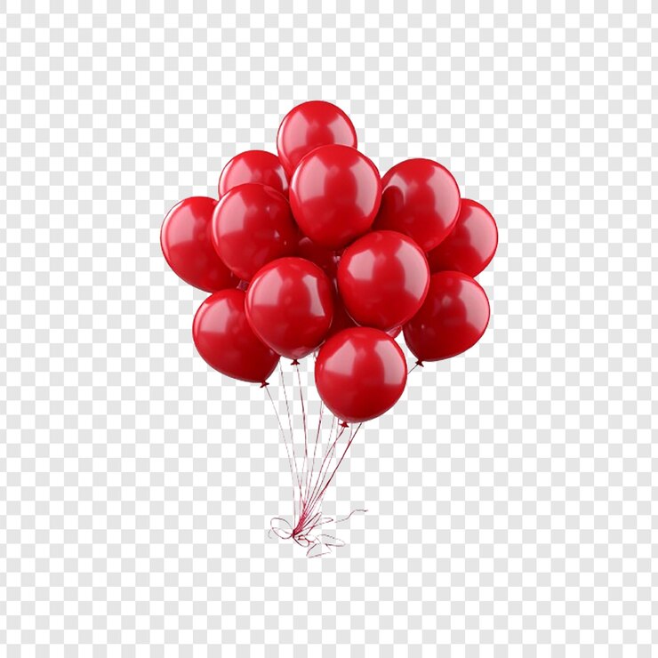 PSD balão vermelho com cordão em fundo branco
