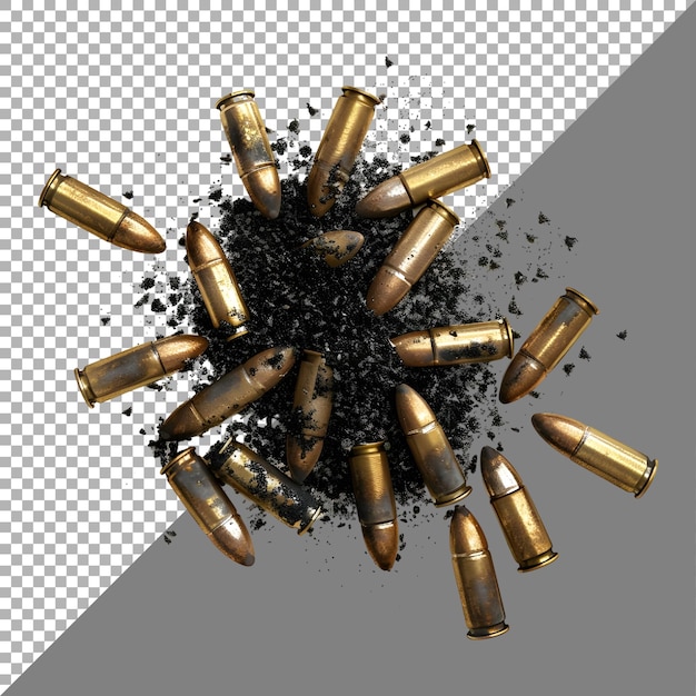 Las balas de las armas con pólvora en un fondo transparente generadas por Ai