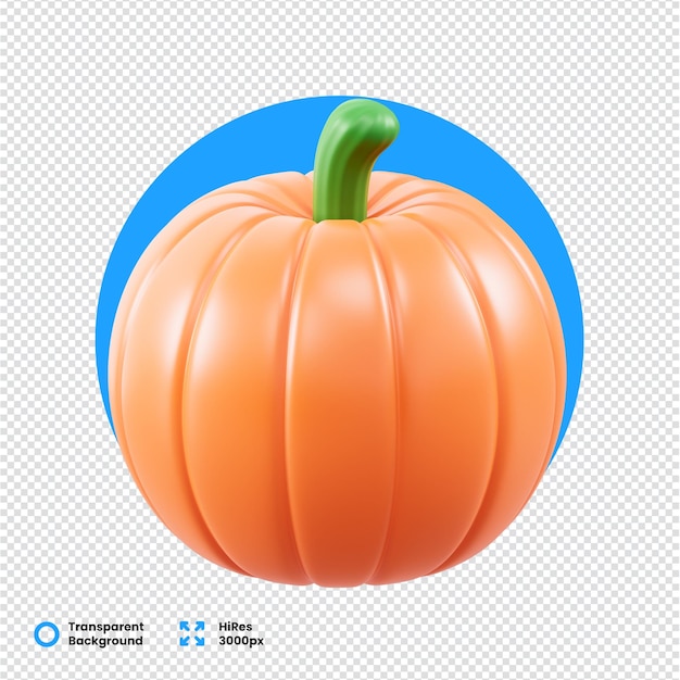 Balba arancione renderizzata in 3D su sfondo trasparente