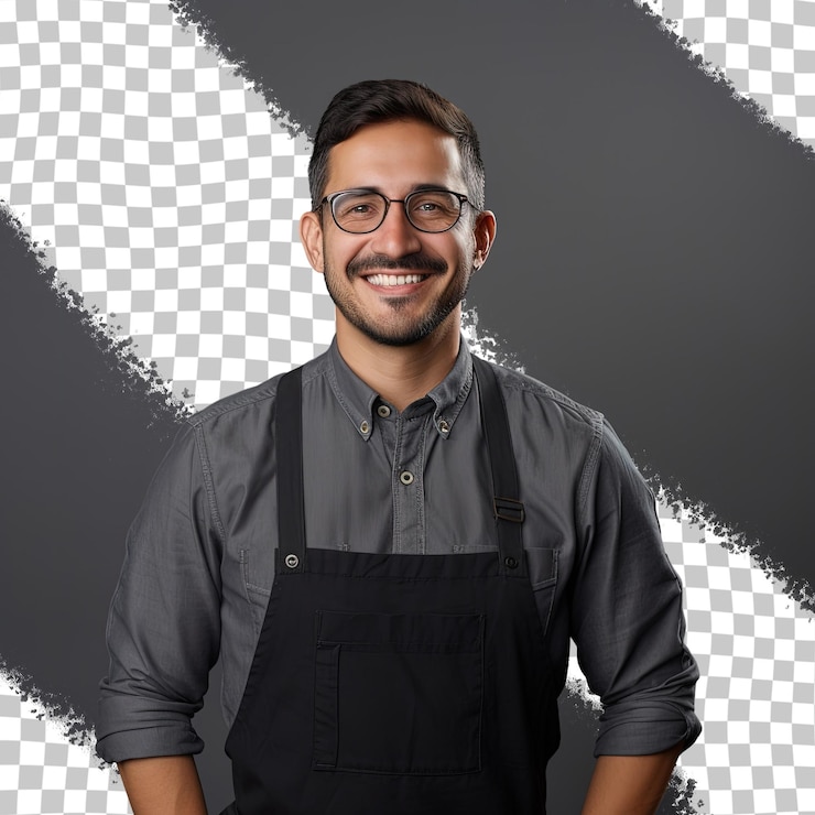 PSD balconista sorridente em fundo transparente