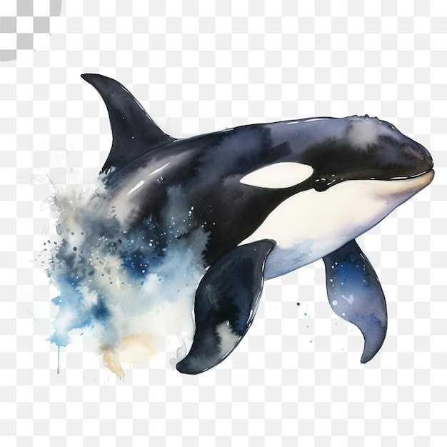 PSD une baleine à l'aquarelle - orque png, png transparent