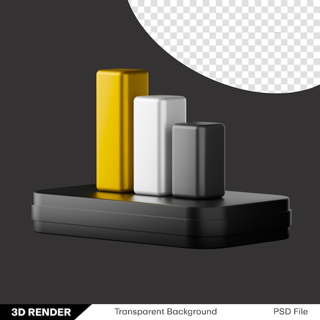 Balkendiagramm, gold, weiß, schwarz, 3D, PNG, transparentes Bild