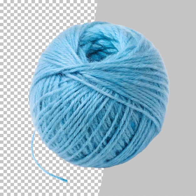 Ball of Light Blue Yarn Isolated on Transparent Background