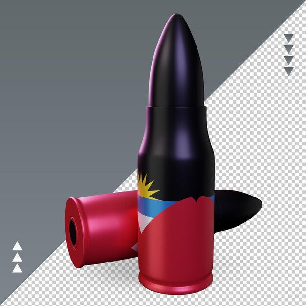Balle 3d drapeau Antigua-et-Barbuda rendu vue droite