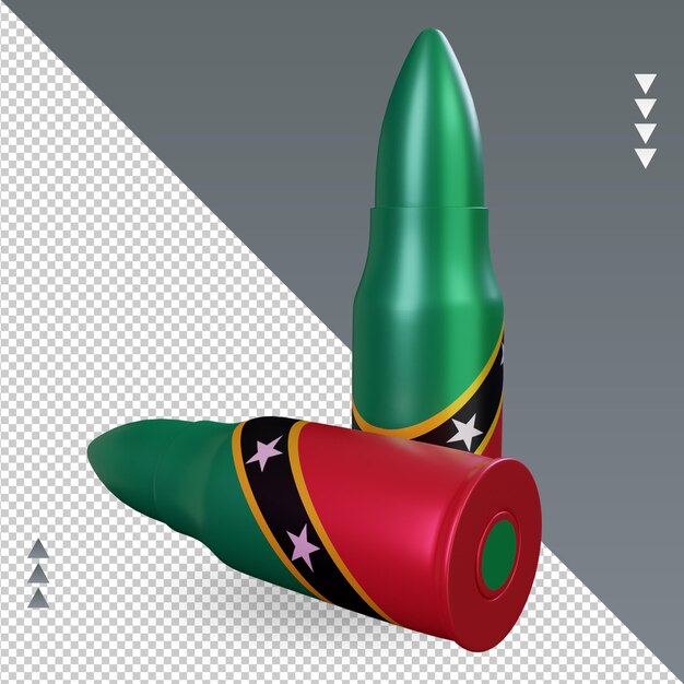 Balle 3d rendu du drapeau de Saint-Kitts-et-Nevis vue de gauche
