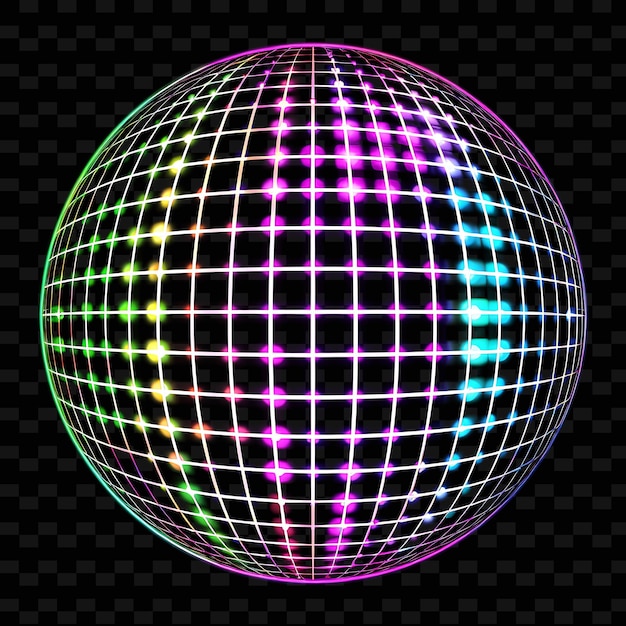 PSD une balle de disco avec des lumières multicolores et un fond noir