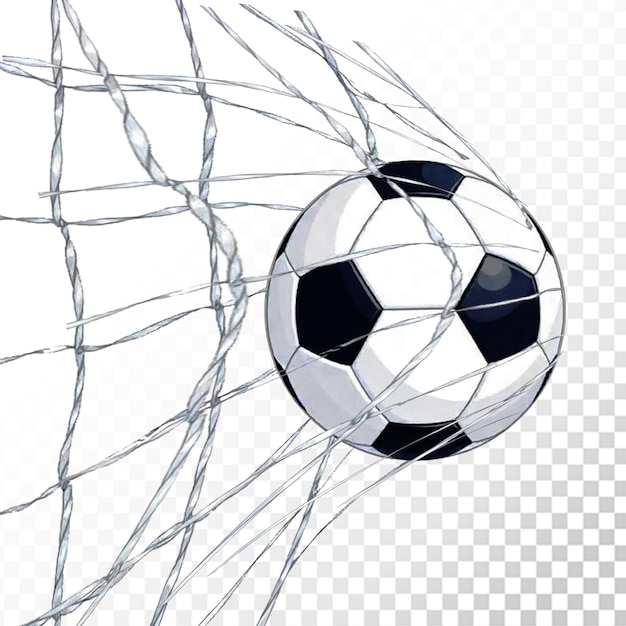 La balle de football dans le filet