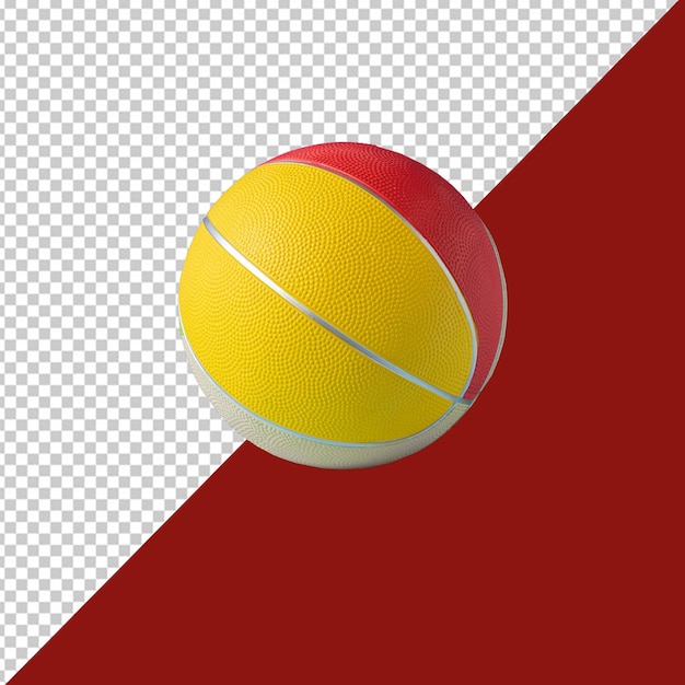 une balle de tennis jaune et rouge est montrée sur un fond rouge