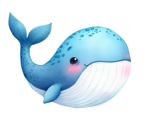 PSD ballena azul sobre un fondo transparente ilustración acuarela vida marina