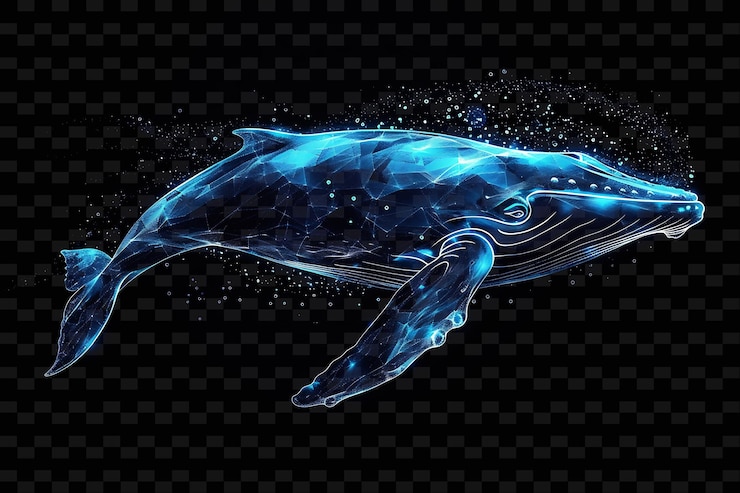 PSD una ballena con cuerpo azul y las palabras ballena en él