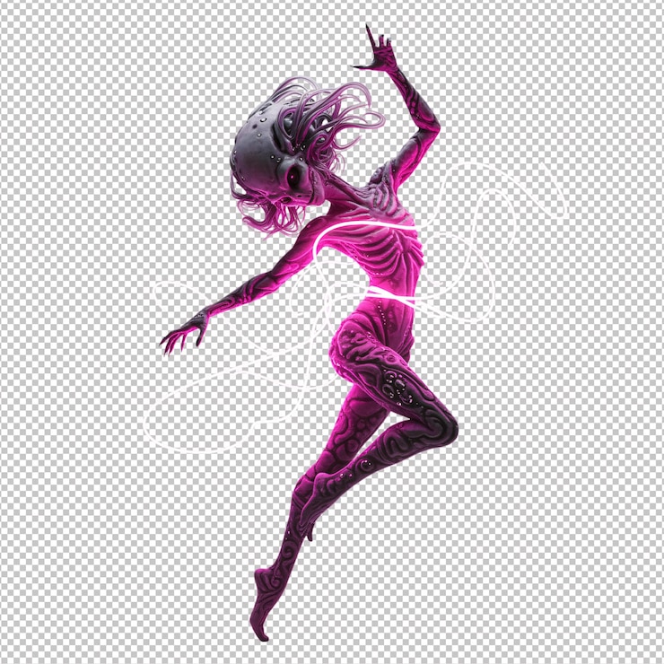 PSD ballerina aliena al neon