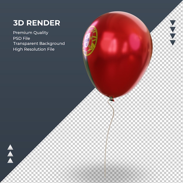 Ballon 3d drapeau Portugal feuille réaliste rendu vue de droite