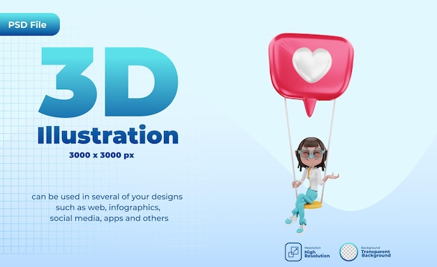 PSD ballon à air d'amour 3d