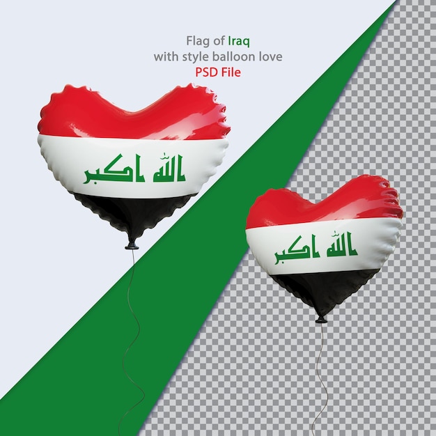 PSD ballon amour drapeau national de l'irak réaliste