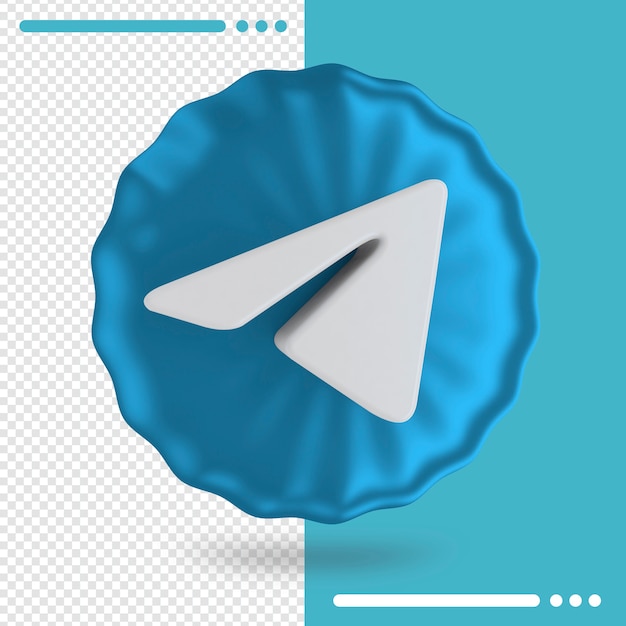 PSD ballon bleu et logo de rendu 3d telegram