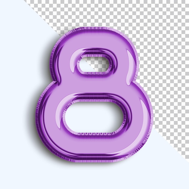 Ballon De Feuille Métallique Rendu 3d Numéro 8 Sur Fond Transparent Png