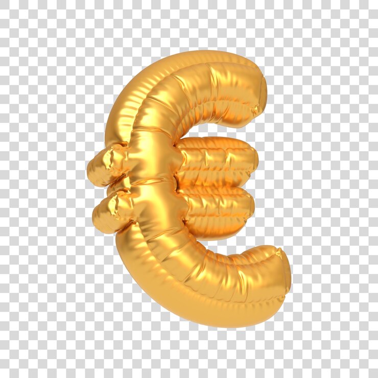 PSD ballon en feuille d'or en forme de symbole de l'euro