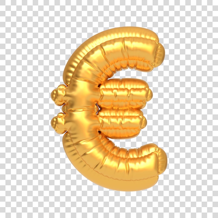 PSD ballon en feuille d'or en forme de symbole de l'euro