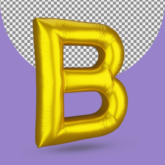 PSD ballon en feuille d'or de la lettre b réaliste 3d isolé